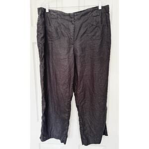 J.Jill Linen Plus Size 18 Crop Pants Black Lagenlook